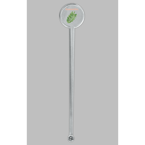 Tropical Leaves Clear Plastic 7" Stir Stick - Round - Single Stick