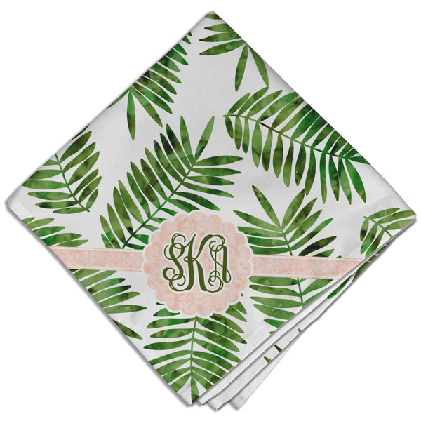Custom Tropical Leaves Cloth Dinner Napkin - Single w/ Monogram