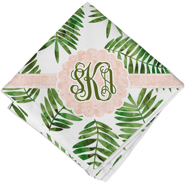 Custom Tropical Leaves Cloth Napkin w/ Monogram