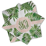 Tropical Leaves Cloth Cocktail Napkins - Set of 4 w/ Monogram