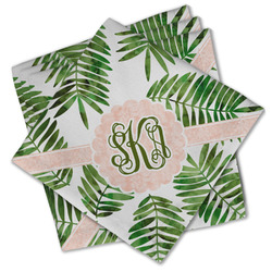 Tropical Leaves Cloth Cocktail Napkins - Set of 4 w/ Monogram