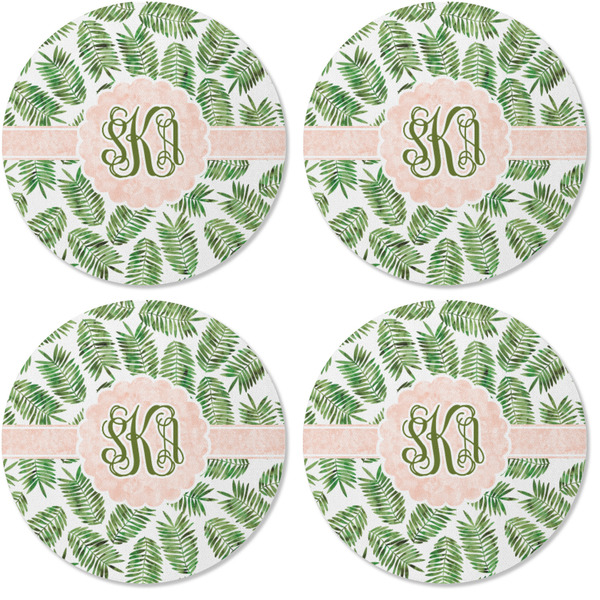 Tropical Leaves Coaster Round Rubber Back - Apvl