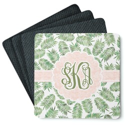 Tropical Leaves Square Rubber Backed Coasters - Set of 4 (Personalized)