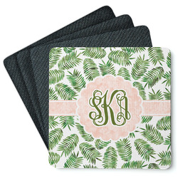 Tropical Leaves Square Rubber Backed Coasters - Set of 4 (Personalized)