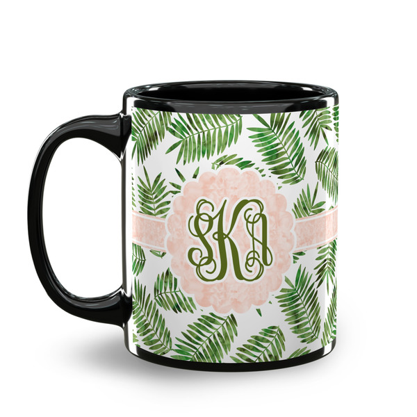 Tropical Leaves Coffee Mug - 11 oz - Black