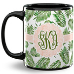 Tropical Leaves 11 Oz Coffee Mug - Black (Personalized)
