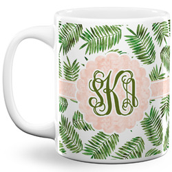 Tropical Leaves 11 Oz Coffee Mug - White (Personalized)