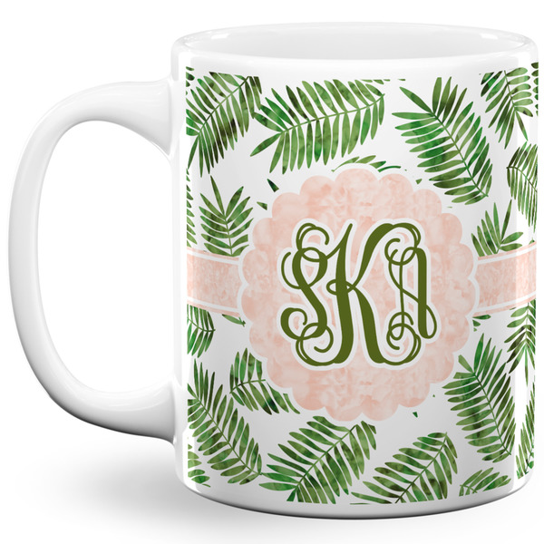 Custom Tropical Leaves 11 Oz Coffee Mug - White (Personalized)