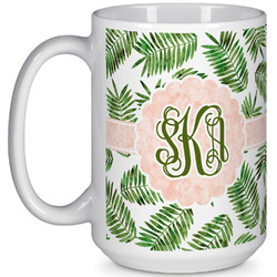Tropical Leaves 15 Oz Coffee Mug - White (Personalized)