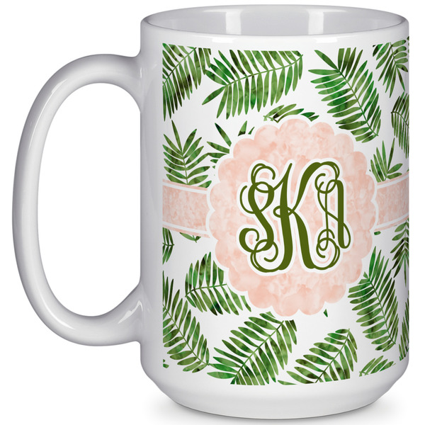 Custom Tropical Leaves 15 Oz Coffee Mug - White (Personalized)