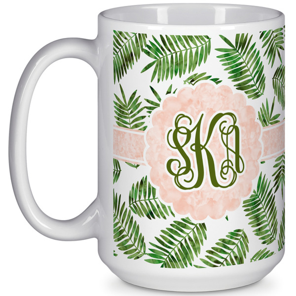 Custom Tropical Leaves 15 Oz Coffee Mug - White (Personalized)