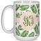Tropical Leaves 15 Oz Coffee Mug - White (Personalized)