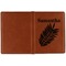 Tropical Leaves Cognac Leather Passport Holder Outside Single Sided - Apvl