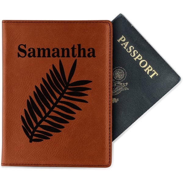 Custom Tropical Leaves Passport Holder - Faux Leather (Personalized)