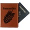 Tropical Leaves Cognac Leather Passport Holder With Passport - Main