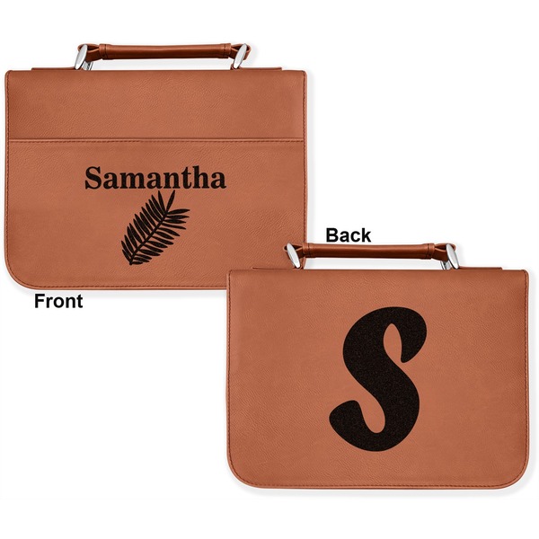 Tropical Leaves Cognac Leatherette Bible Covers - Large Double Sided Apvl
