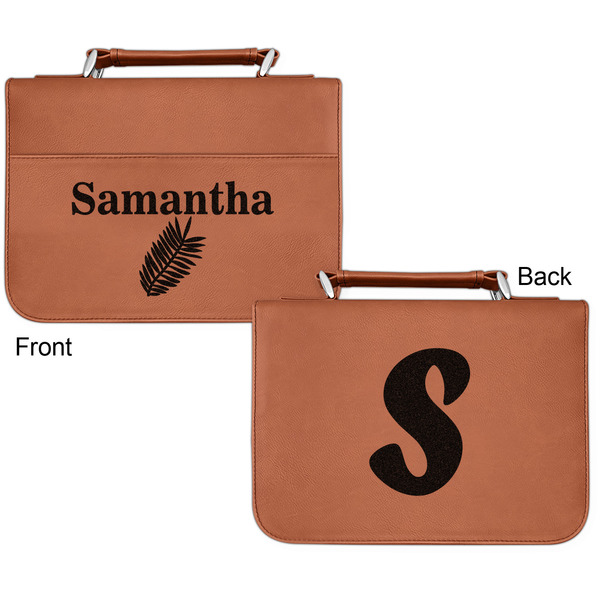 Tropical Leaves Cognac Leatherette Bible Covers - Small Double Sided Apvl