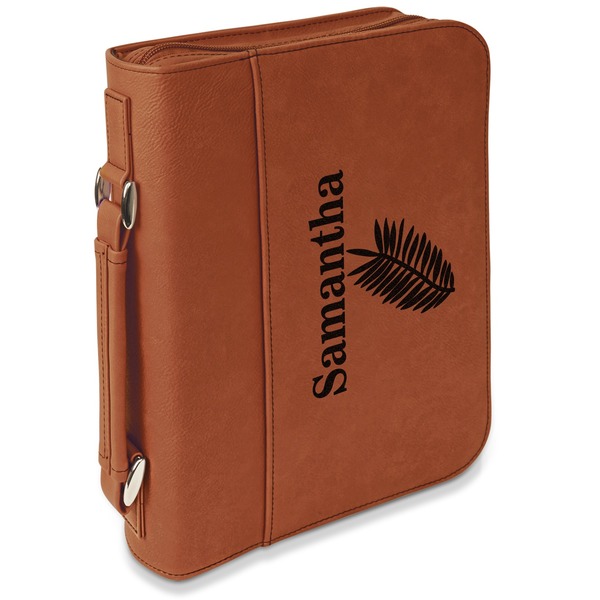 Custom Tropical Leaves Leatherette Book / Bible Cover with Handle & Zipper (Personalized)