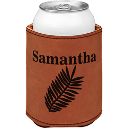 Tropical Leaves Leatherette Can Sleeve - Double Sided (Personalized)