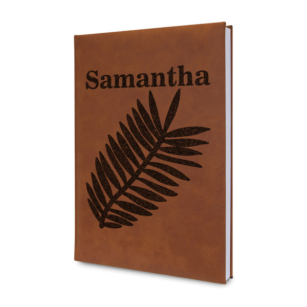 Custom Tropical Leaves Leatherette Journal - Double Sided (Personalized)