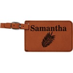 Tropical Leaves Leatherette Luggage Tag (Personalized)