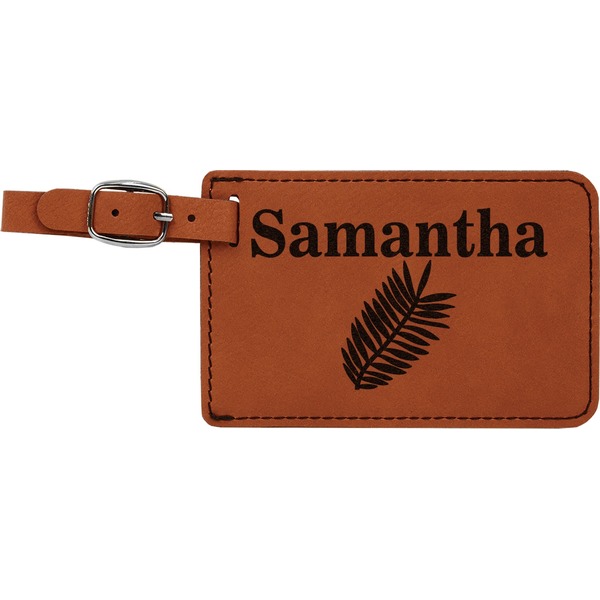 Custom Tropical Leaves Leatherette Luggage Tag (Personalized)