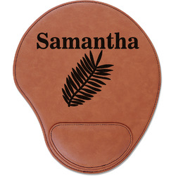 Tropical Leaves Leatherette Mouse Pad with Wrist Support (Personalized)