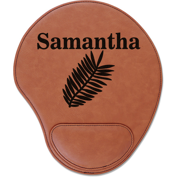 Custom Tropical Leaves Leatherette Mouse Pad with Wrist Support (Personalized)