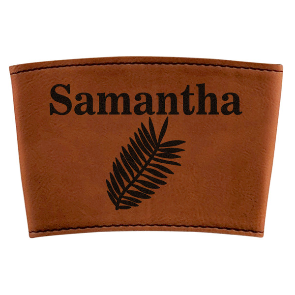 Custom Tropical Leaves Leatherette Cup Sleeve (Personalized)