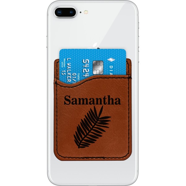 Custom Tropical Leaves Leatherette Phone Wallet (Personalized)