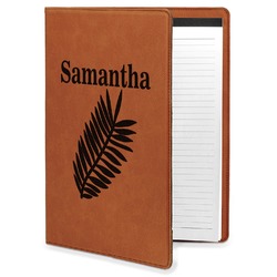 Tropical Leaves Leatherette Portfolio with Notepad - Large - Double Sided (Personalized)