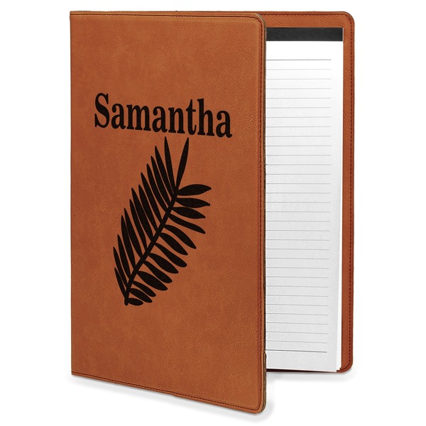 Custom Tropical Leaves Leatherette Portfolio with Notepad (Personalized)