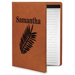 Tropical Leaves Leatherette Portfolio with Notepad - Small - Double Sided (Personalized)