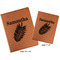 Tropical Leaves Cognac Leatherette Portfolios with Notepads - Compare Sizes