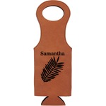 Tropical Leaves Leatherette Wine Tote - Double Sided (Personalized)