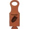 Tropical Leaves Cognac Leatherette Wine Totes - Single Front