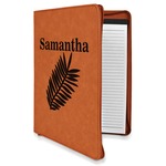 Tropical Leaves Leatherette Zipper Portfolio with Notepad - Single Sided (Personalized)