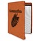 Tropical Leaves Cognac Leatherette Zipper Portfolios with Notepad - Main