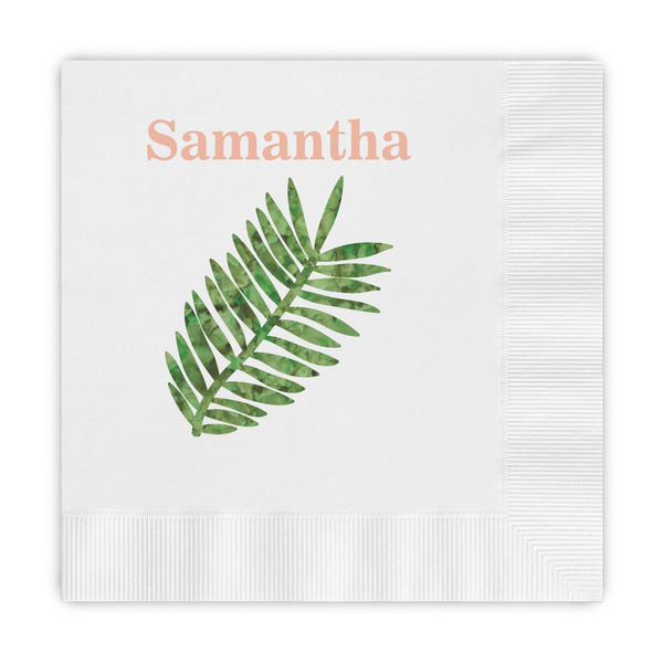 Custom Tropical Leaves Embossed Decorative Napkins (Personalized)