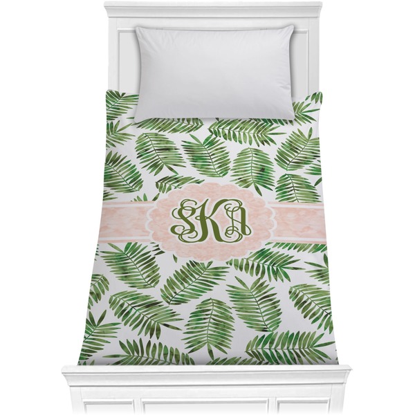 Custom Tropical Leaves Comforter - Twin (Personalized)