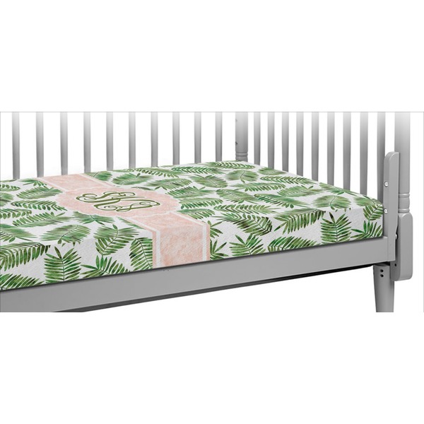 Custom Tropical Leaves Crib Fitted Sheet (Personalized)