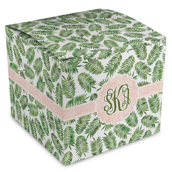 Custom Tropical Leaves Cube Favor Gift Boxes (Personalized)