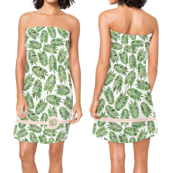 Tropical Leaves Custom Bath Wrap - Front & Back View
