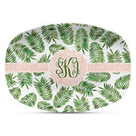 Tropical Leaves Plastic Platter - Microwave & Oven Safe Composite Polymer (Personalized)