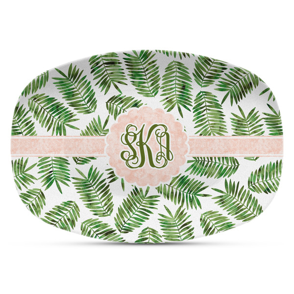 Custom Tropical Leaves Plastic Platter - Microwave & Oven Safe Composite Polymer (Personalized)