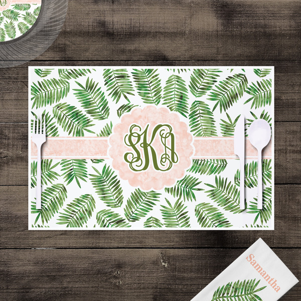 Tropical Leaves Disposable Paper Placemat - In Context