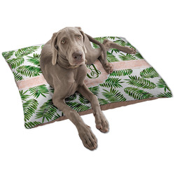 Tropical Leaves Dog Bed - Large w/ Monogram