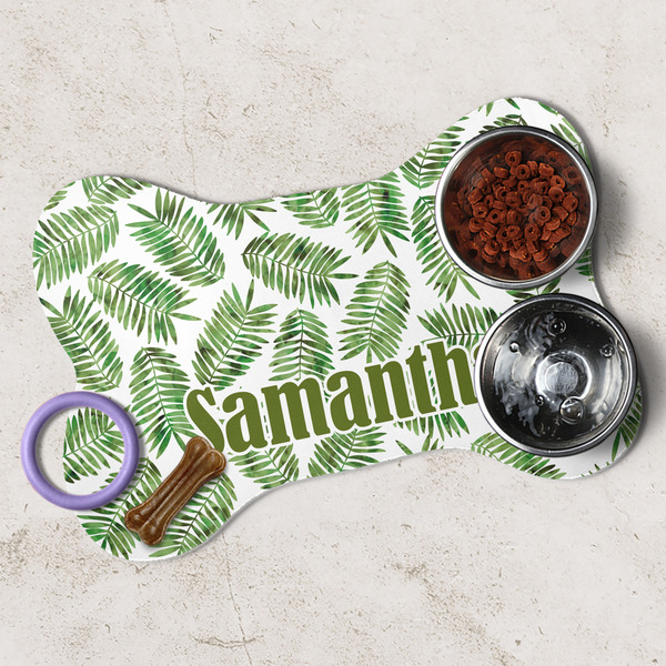Tropical Leaves Dog Bone Shaped Mat Lifestyle