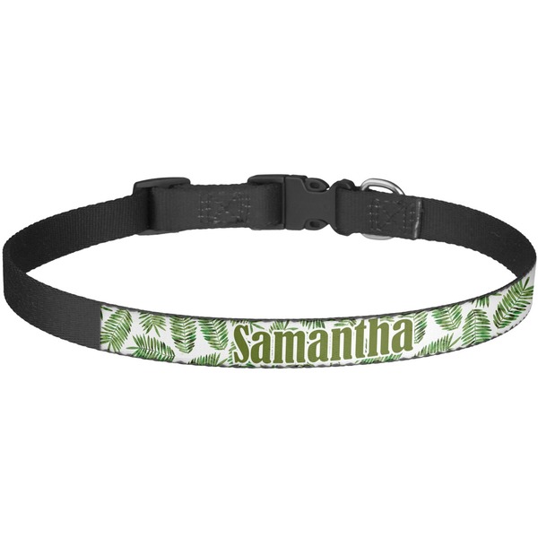 Custom Tropical Leaves Dog Collar - Large (Personalized)