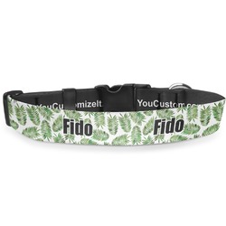 Tropical Leaves Deluxe Dog Collar - Double Extra Large (20.5" to 35") (Personalized)